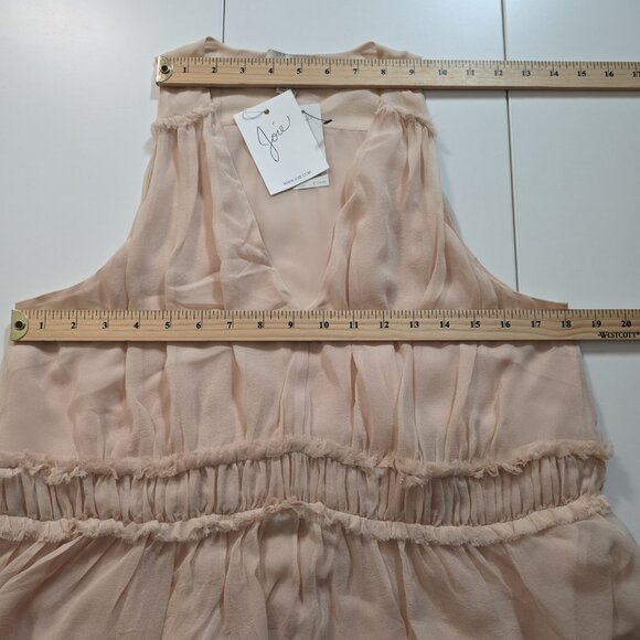 Joie Top Women M Beige V Neck Sleevless Silk Lined Babydoll Party Office Wedding - Picture 4 of 14